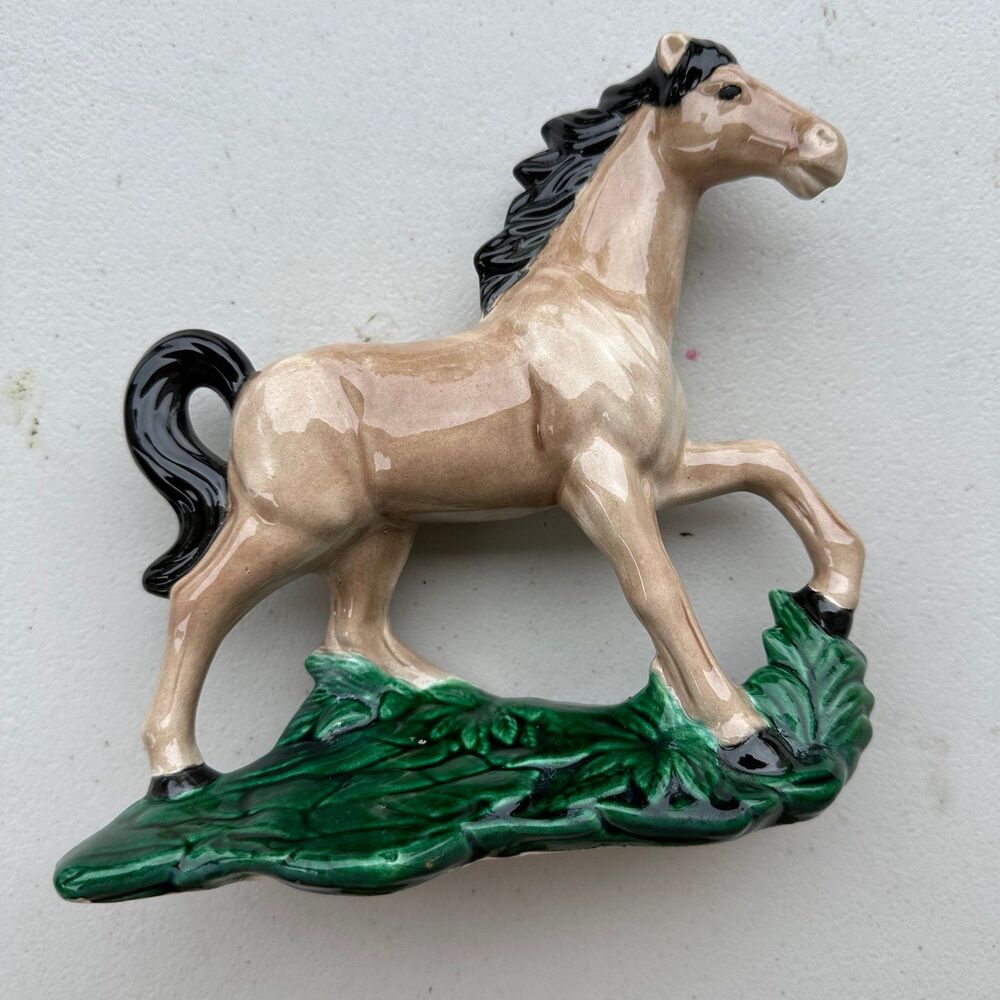 Vintage Mid Century Hand Painted Glazed Ceramic Palomino Horse Figurine